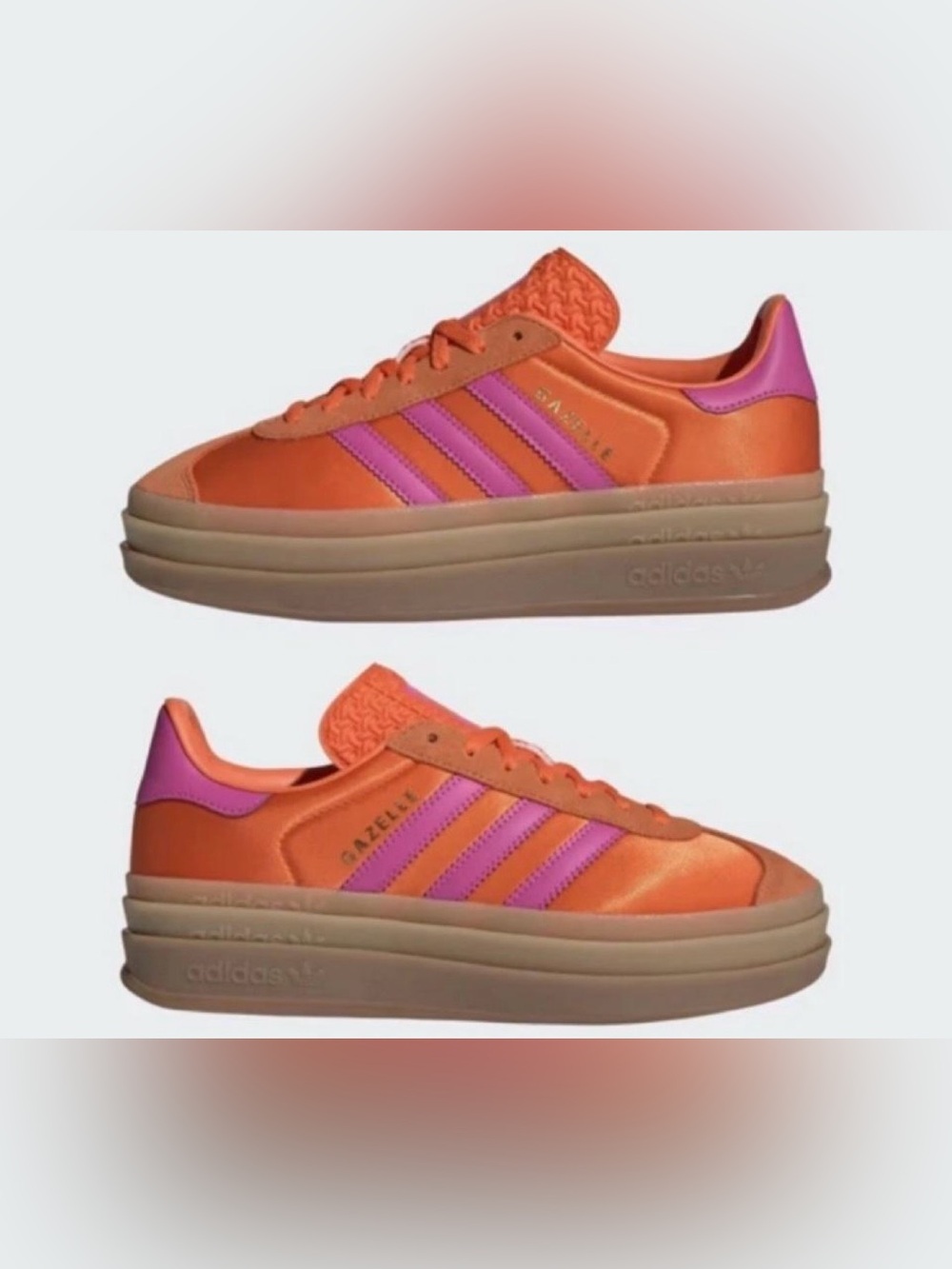 ADIDAS Gazelle Platform Sneakers - Orange with Pink Stripes NWT🩷✨🧡